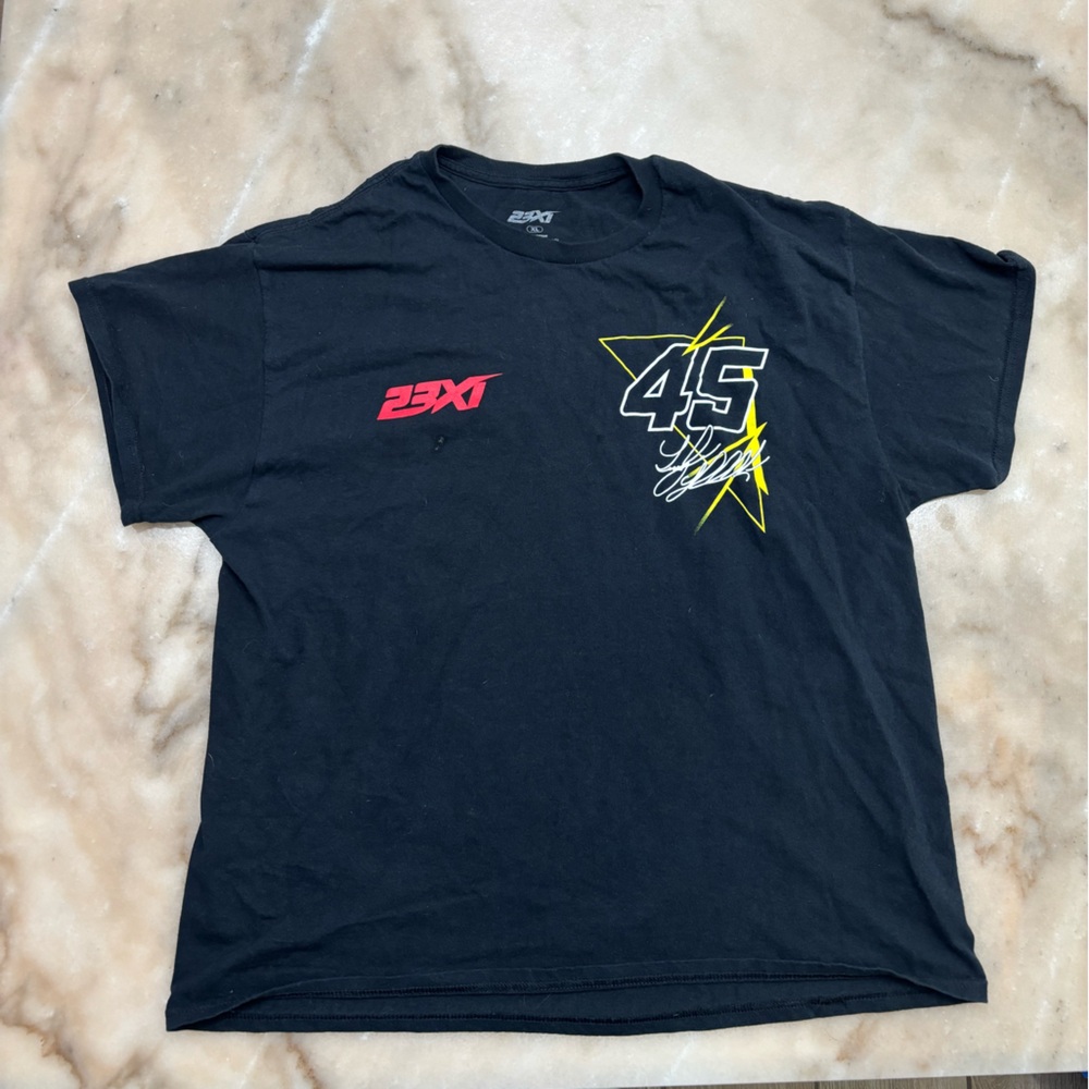 XL 2XU Black Tee with Red and Yellow Accents